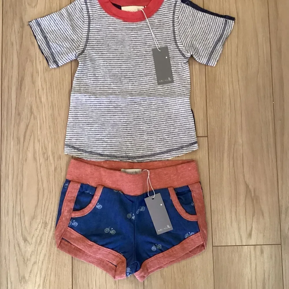 NWY. Miki Miette Brand Baby Boys 6 mos. 2 pc Shorts & Top Set